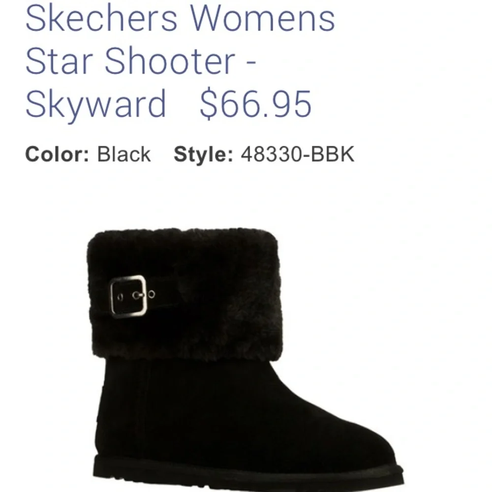 Skechers Star Shooter Skyward Suede & Fur-lined Black Boots NWT - Picture 1 of 12